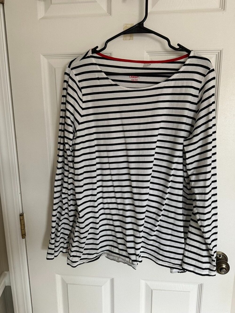Boden Womens Plus Size 20/22 Blue White Striped Top Long Sleeve Pocket Shirt
